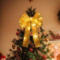 YICKYUE  -  Xmas Tree LED Light Bow Ribbon Christmas Decorations For Home Tree Topper Hanging Ornament 2025 New Year Party DIY Gifts Craft