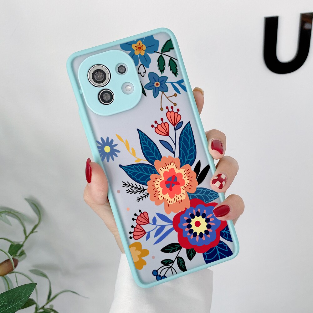 Flower Matte Case For Xiaomi Redmi Note 11 Case Shockproof Fundas Xiaomi Redmi 9A 9C 9T Note 7 8 9 10 Poco M3 F3 M4 X3 Pro Cover
