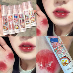 Yickyue Cute Comics Design Mirror Glass Lipstick Sexy Red Lip Tint Long Lasting Lip Makeup Velvet Lipgloss Waterproof Lip Stick Cosmetic