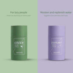 Green Tea Cleansing Solid Mask Purifying Clay Stick Mask Oil Control Anti-Acne Eggplant Skin Care Whitening Care Face
