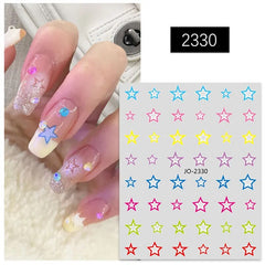 Yickyue Color Star Nails Sticker Hot Special Red Blue Five-pointed Star Love Adhesive Cute Small Fresh Nail Decal 2023 Korean Version