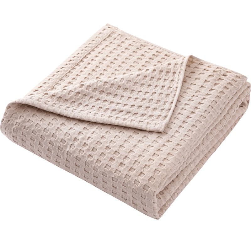 Yaapeet Summer Waffle Plaid Cotton Bed Blanket Throw Thin Quilt Knitted Bedspread Home Hotel Coverlets Green Pink Throw Blankets