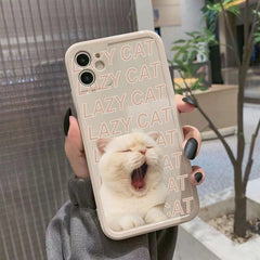 cute lazy cat phone case for iphone 11 pro max 12 mini 13 shockproof silicone back cover for iphone 7 plus 8 se xr xs max x