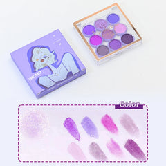 YICKYUE  -  9 Colors Makeup Party Eyeshadow Pallete Shiny Purple Eye Shadow Palette Brown Shimmer Glitter Matte Shades Neon Pigments