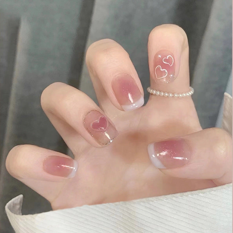 YICKYUE  24pcs Press White Nail Tips  Nails Press on  French Temperamental  Press on Acrylic Nails Cheek Red Nail Art  Nail Tips