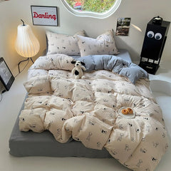 YICKYUE  -  Little Puppy Print Bedding Set