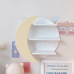 YICKYUE Pink Wall Hanging Wooden Storage Rack Hand Do Doll Display Rack Children's Room Decoration Wall Mounted Storage Rack