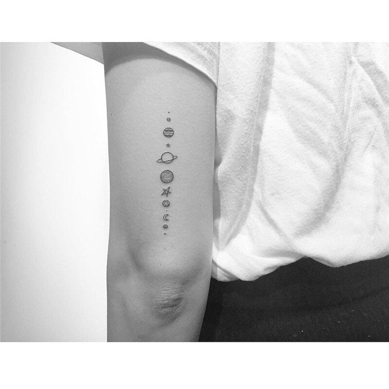 Waterproof Temporary Tattoo Sticker Planet Tattoo Women Men Body Art Arm Waist Fake Tattoo