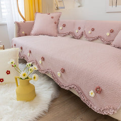 Yickyue Cute Flower Sofa Cover Blanket Universal Non-slip Cotton Sofa Towel For Living Room Furniture Decor Tapestry Couch Cover