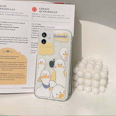 Summer sunlight lovely duck phone case for iphone 7 8 plus 12 mini 11 pro max xr xs max x cartoon cute animal silicone cover