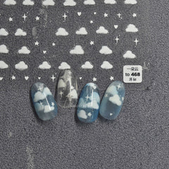 1Pc White Clouds Love Peach Japanese 3D Nail Stickers Star Water Transfer Nails Decals Engraved Summer Nail Art Decorations