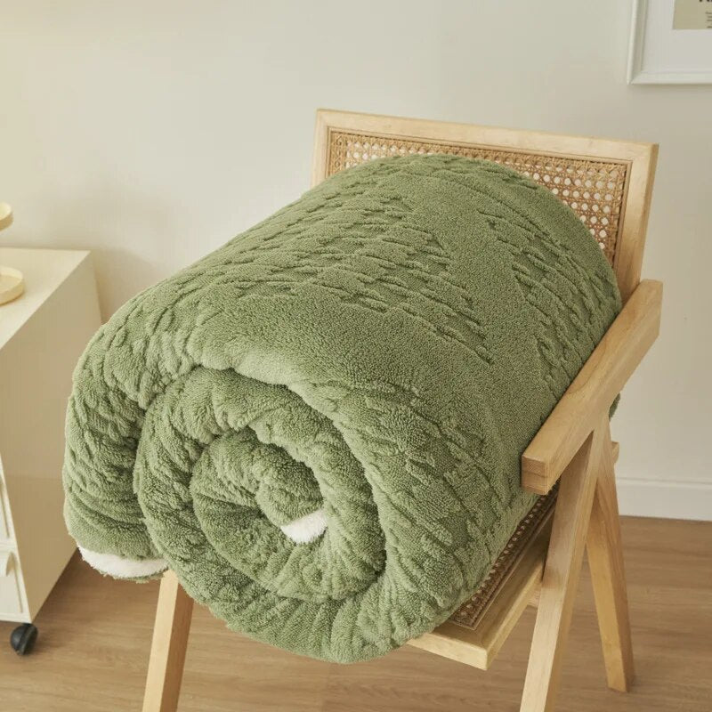 Yickyue Upgraded Taffel Velvet Blanket, Milk Velvet Blanket, High Weight, Double Layer Down Blanket, Multifunctional Nap Blanket, New