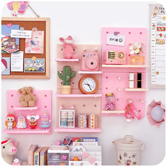 W&G DIY Shelves Wall Storage Rack Hole Plate Storage Shelf Living Room Kitchen Bedroom Hanging Multi-layer Wall Shelf Storage