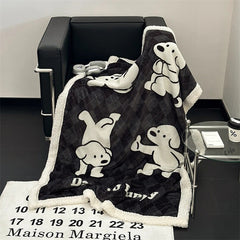 YICKYUE  -  Ins Fashionable Cartoon Lamb Fleece Blanket Skin-Friendly Soft Waxy Milk Fleece Casual Blanket Student Cute Shawl Blanket