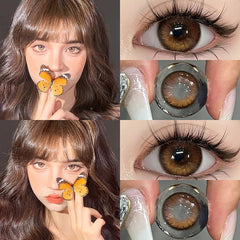 YICKYUE  -  1 Pair New Myopia Lenses Colored Contact Lenses with Degree Natural Lenses Pink Eye Lenses Color Cosmetic Free Shipping