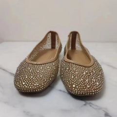 YICKYUE  -  Women's Flats Spring Casual Shoes New Shallow Round Toe Luxury Shiny Diamond Mesh Fabric Comfort Walking Ballet Flat Female