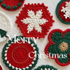 YICKYUE  -  1pc Hand Knitted Coaster Santa Merry Christmas Cups Decorations Crocheted Mug Plate Pad Home Cup Coasters Xmas Table Accessories