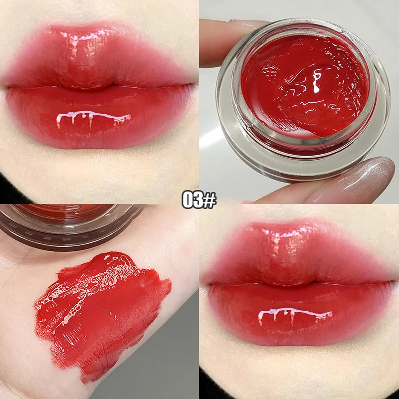 YICKYUE  -  Moisturizing Lip Gloss with Canned Jam Long Lasting Jelly Lip Glaze Mirror Gloss Berry Pigment Liquid Lipstick Thick Lips Makeup