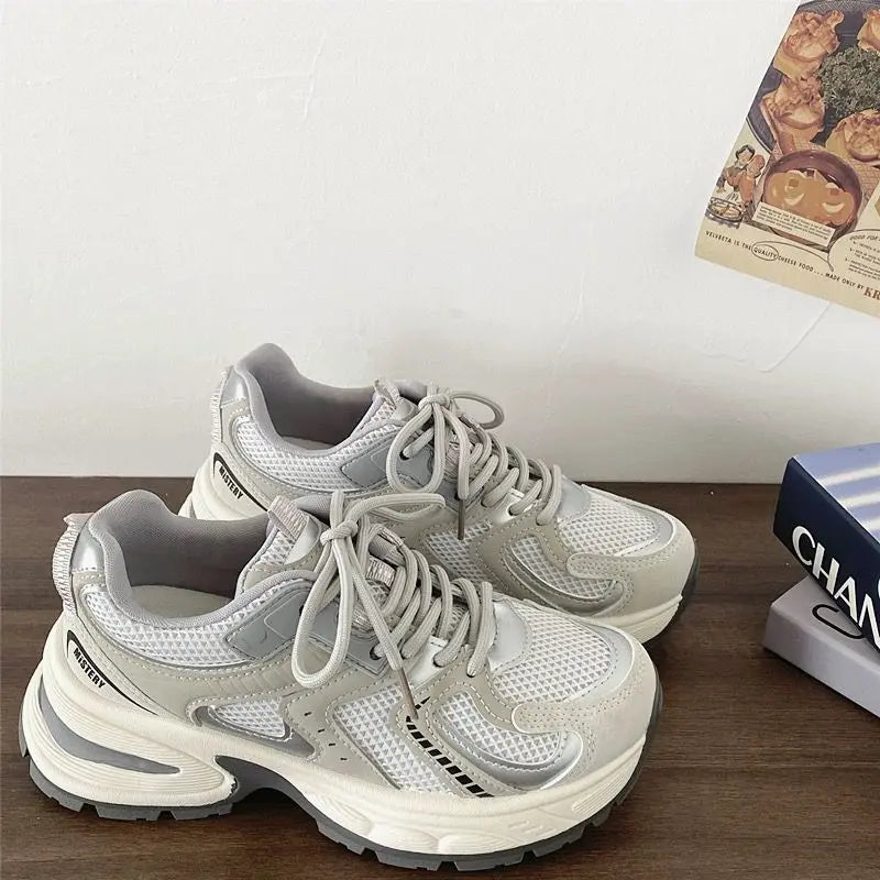 YICKYUE  -  Women's Sneakers With Platform Tennis Female Shoes Woman-shoes Thick Sole Trainers Casual Roses Fashion Heels Spring Lace-U