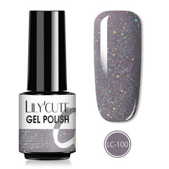 LILYCUTE 7ml Glitter Gel Nail Polish Semi Permanent Rose Gold Luminous Nail Art Varnish Base Top Coat Soak Off Nails UV Led Gel
