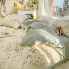 AB double-sided florals print 100% cotton Bedding Set queen soft skin friendly duvet cover set with flat sheets quilt cover sets