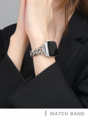 YICKYUE  -  Luxury Metal Chain Strap for Apple Watch Band 45mm 44 49 38 40 41 42mm Stainless Steel Women Bracelet for iWatch 9 8 7 SE 6 5 4