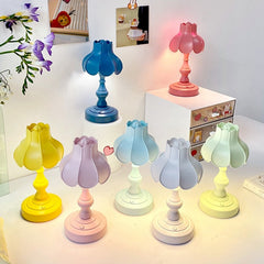 Led Eye-protection Table Night Lamp Retro Desk Light Lotus Leaf Desktop Lamps Button Switch Controls Night Lights Bedside Decor