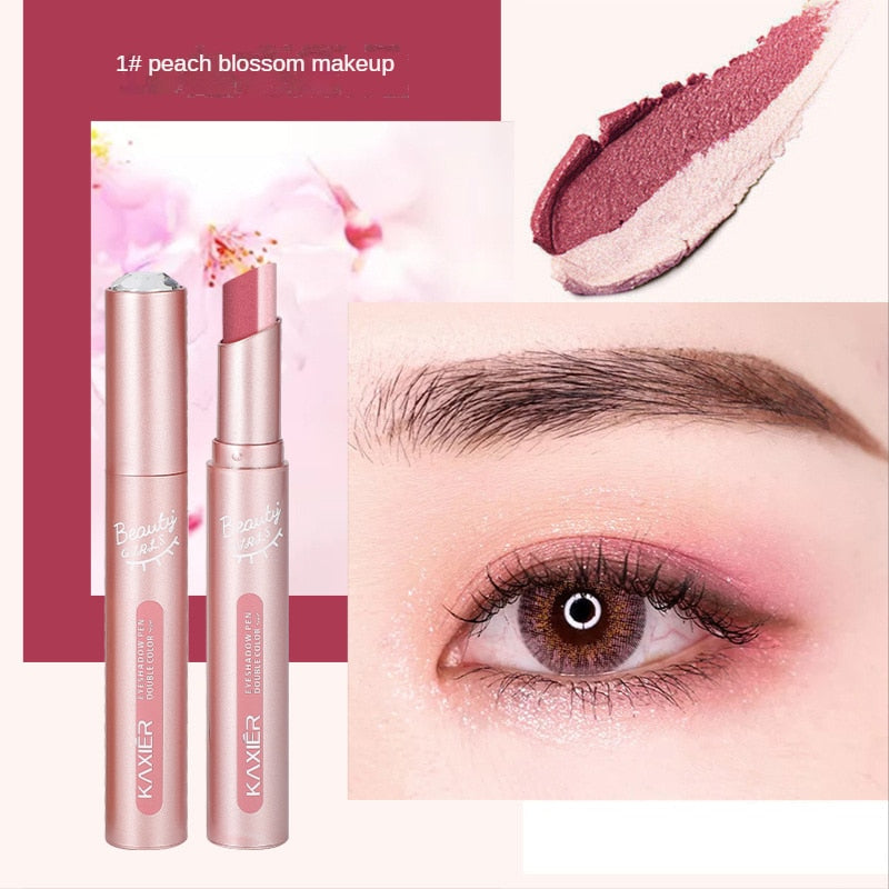 High Quality Double Color Gradient Eye Shadow Stick Matte Eyeshadow Waterproof Bicolor Shimmer Cosmetics Beauty Makeup Tool