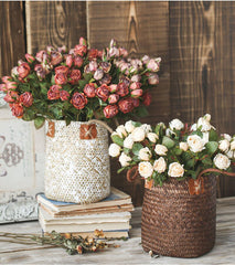 Handmade Weave Rattan Storage Basket Garden Flower Pots Indoor Planter Home Organizer Bag Decoration Supplies Wall Flower Basket