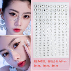 Yickyue 3D Face Jewelry Crystal Diamond Disposable Tattoo Stickers DIY Women Eyes Face Body Rhinestones Waterproof Makeup Art Stage 1pcs