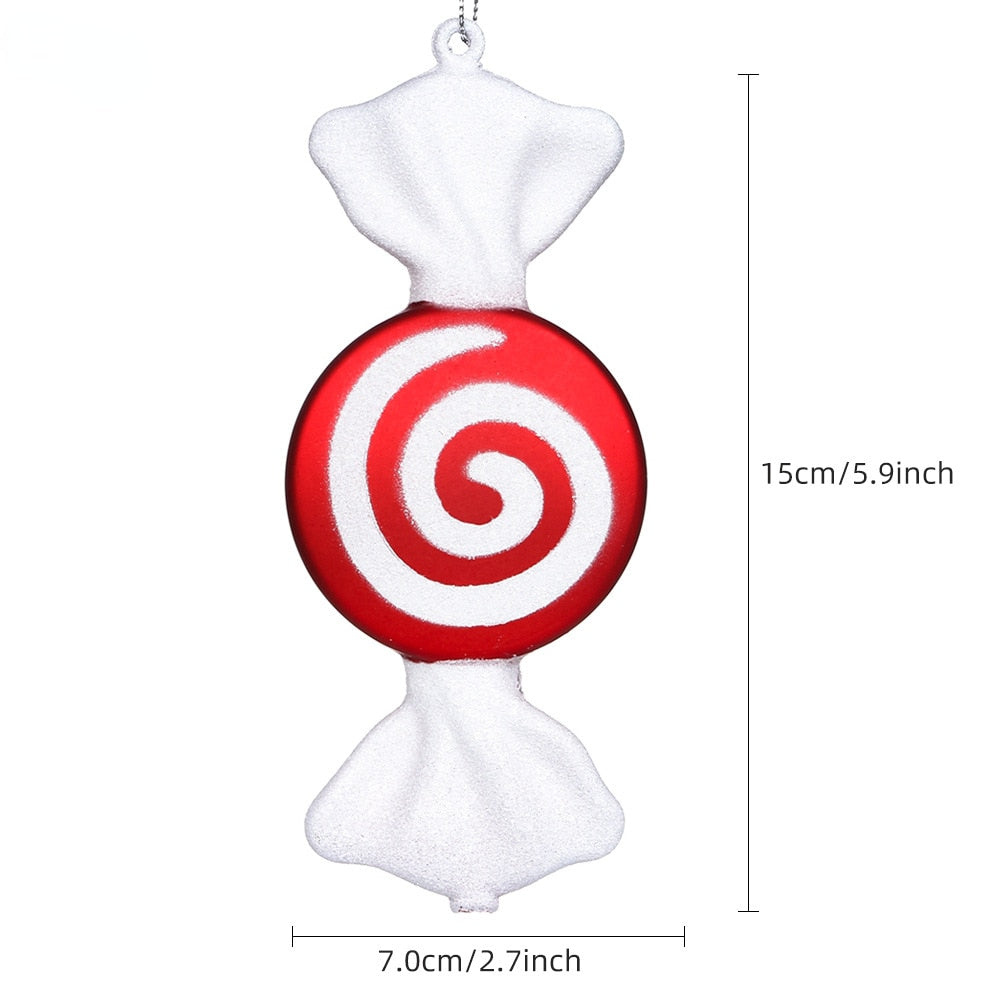 Yickyue 16CM Christmas Ball PVC Painted Candy Hanging Decoration Christmas Tree Decoration Pendant for Home 2022 Navidad New Year Girfs