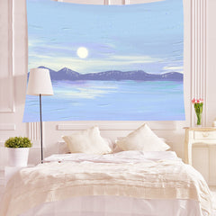 Blue Sky Background Fabric Ins Painted Oil Painting Room Bedside Bedroom Wall Decorations Cloth Wall Hanging Wall Tapestry