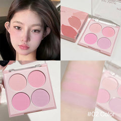 YICKYUE  -  4 Colors Blush Shadow Palette Peach Mineral Face Blusher Rouge Cream Contour Eyeshadow Cheek Tint Pigment Korean Cosmetics
