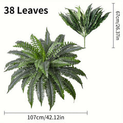 YICKYUE  -  2 Packs of Uv-Resistant 42-Inch Artificial Boston Ferns with 38 Leaves - Realistic Fake Ferns Suitable for Home, Office, Garden Decoration, And Gatherings - Fabric Imitation Indoor/Outdoor Greenery.