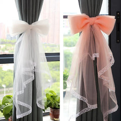 Yickyue Simple Modern Sheer Gauze Bowknot Curtain Buckle Straps Curtain Holders Tieback Clip Home Bedroom Curtain Accessories Decor