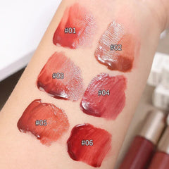 Yickyue 6 Colors Mirror Dyeing Lip Gloss Moisturizer Liquid Lipstick Waterproof Long Lasting Brown Red Lip Tint Korean Makeup Cosmetic