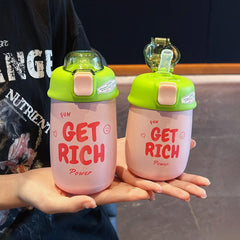 YICKYUE  -  Cute Water Bottle Tumbler With Straw Stainless Steel Thermos Portable Vacuum Flask Insulated School Thermal Coffee Cup 330/420ml
