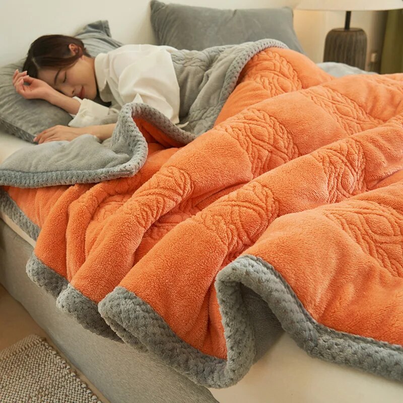 Yickyue High End Warm Blankets for Beds, Thickened Sleeping Blanket, Soft, Warmth, Weighted, 3 Ply, Autumn, Winter