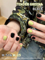 YICKYUE  -  2pcs 15ml Tender Green And Black Gel Nail Polish Starter Pure Soak Off No Wipe Nail Gel Polish Suitable For Summer Manicure Diy