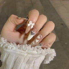 24pcs Detachable Almond False Nails Cross Color French Sharp 2022 New Full Cover Fake Nails with Glue Press On Nails