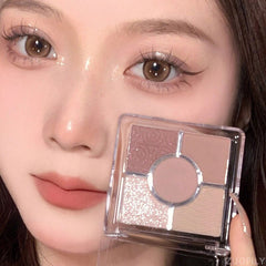 Yickyue 5-color Eye Shadow Palette Purple Chocolate Color Eye Makeup Glitter Pearly Eyeshadow Palette Korean Charming Eye Makeup Palette
