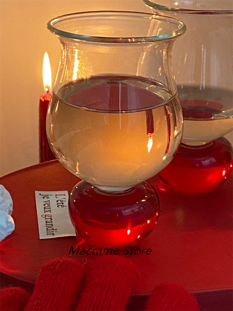 YICKYUE  -  Korean Ins Style Household Champagne Glass, Creative Cartoon, Marble, Apple Shape, Tall Wine Glass, New Year Gift
