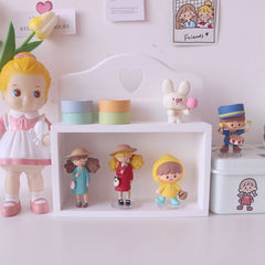 Yickyue Pink girl heart desktop storage box doll finishing rack wooden love cute rack beauty shot background decoration storage shelf