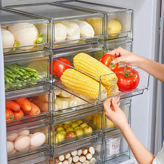 Transparent Drawer Refrigerator Storage Box Food Organizer Storage Containers Fruit Vegetable Fresh-keeping Box Can Be Stacked