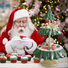 1Pc Christmas Tree Dessert Table Fruit Plate Double Layer Cake Stand Holiday Party Candy Plate Snack Tray Xmas Snack Rack Holder