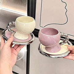Yickyue AhunderJiaz Modern High Beauty Ceramic Coffee Cup Set Cute Dish Set Combination Latte Mug Free Shipping