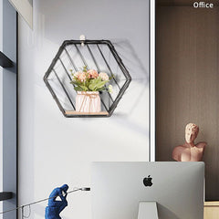 Home Decoration Rack Storage Rack Wall-Mounted Nordic Style Hexagon Storage Bookshelf Vase Shelf Room Office Metal Decoration