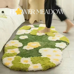 YICKYUE  -  Aesthetic Tufting Moss Floral Bedroom Rug Bathroom Mat Soft Meadow Plant Living Room Carpet Bedside Floor Pad Doormat Home Decor