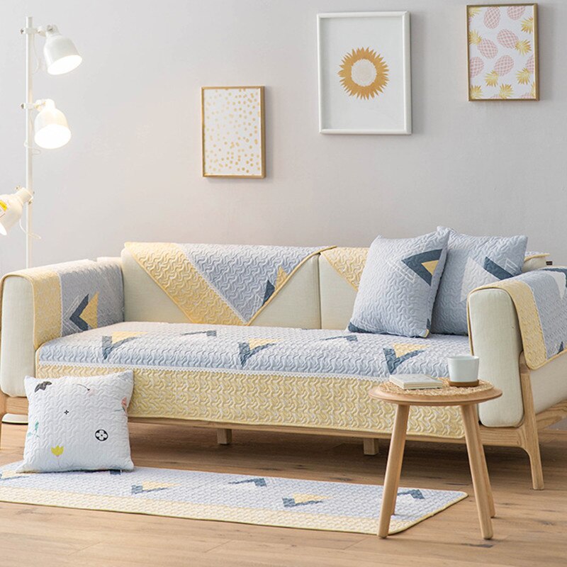 Four Seasons Sofa Cover Cotton Non-slip Sofa Couch Seat Cushion Armrest Towel Fabric  L Shape Pillowcover Living Room Home Decor