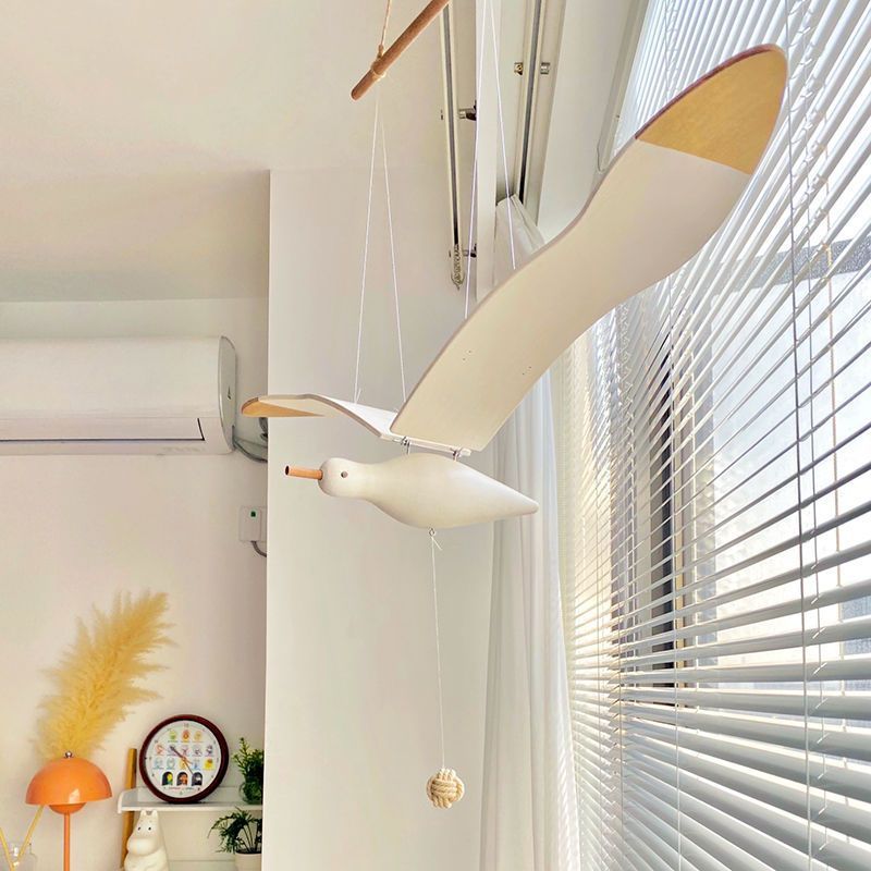 YICKYUE  -  Nordic Wooden Fly Seagull Bird Hanging Flying Craft Art Creative Ornament Home Living Room Decoration Kawaii Kids Gift